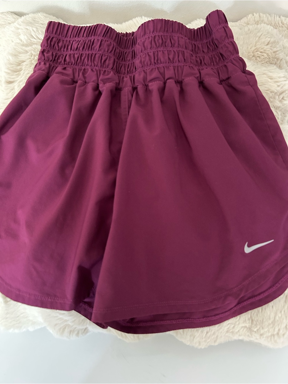 Nike Women's Plum Athletic Shorts with Smocked Waistband
